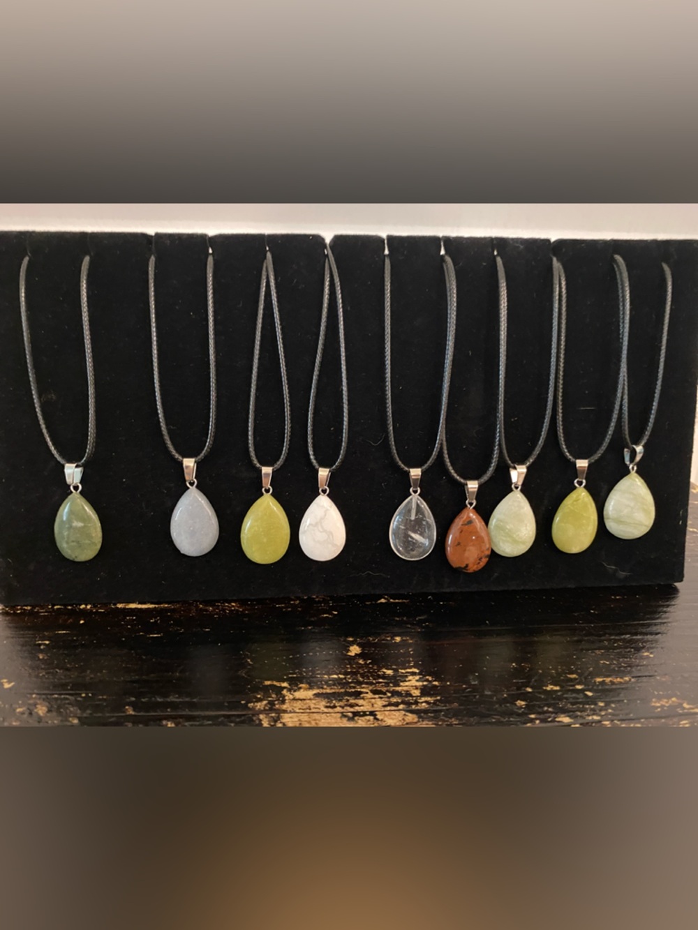 NOT$3 😁 1 FREE Natural Stone Teardrop Pendant Necklace - W/ANY PURCH-(U choose )